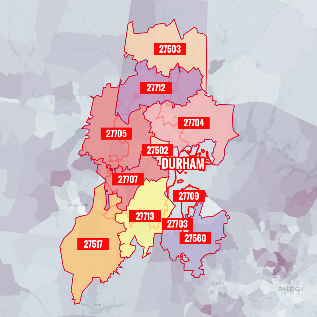 Durham Nc Zip Code Map | Campus Map